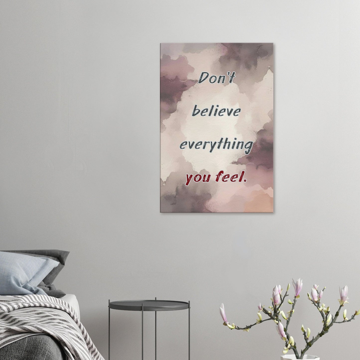 Wrapped minimalist spiritual canvas encouraging clarity and self-awareness with a calming vibe