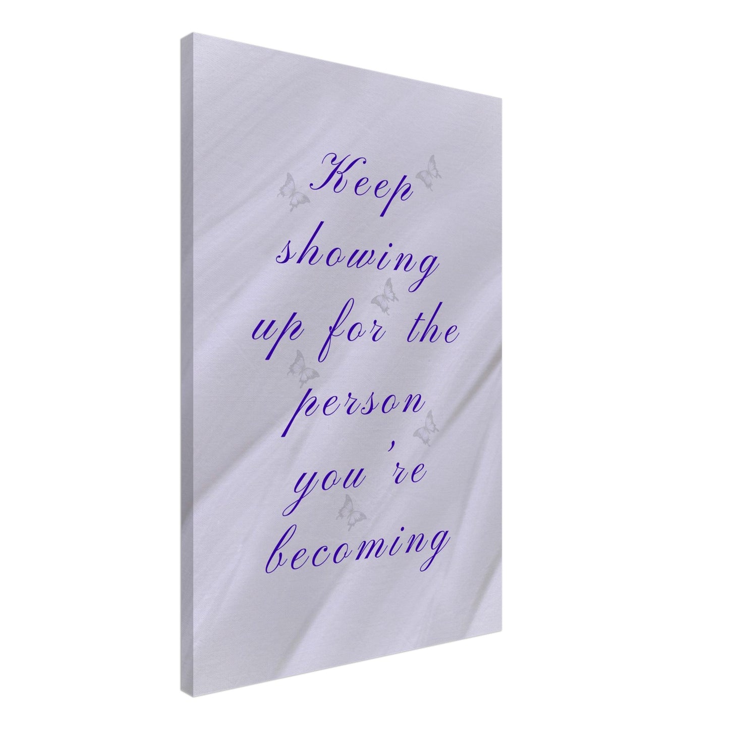 Recovery-inspired lavender wall art featuring inspirational quote and delicate transparent butterflies.