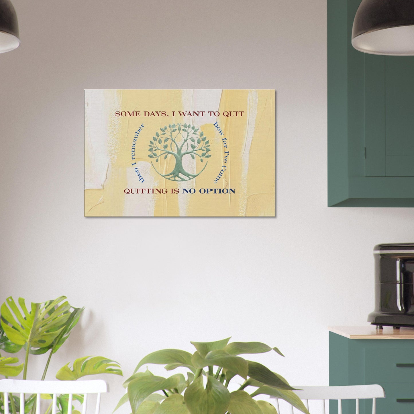Motivational art print: remember how far you’ve come. Tree of life on calming pastel canvas.