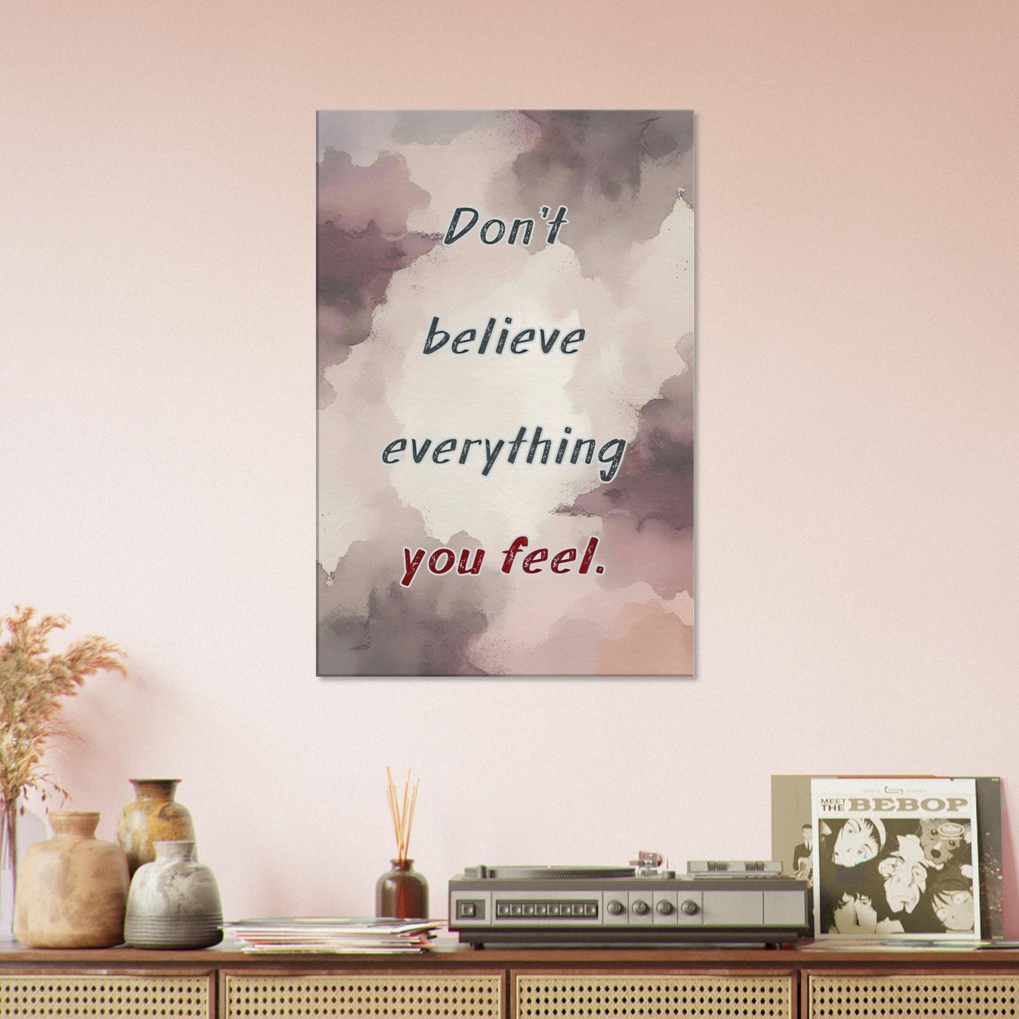 Emotional awareness canvas art in modern neutral tones, ideal for meditation or therapy spaces