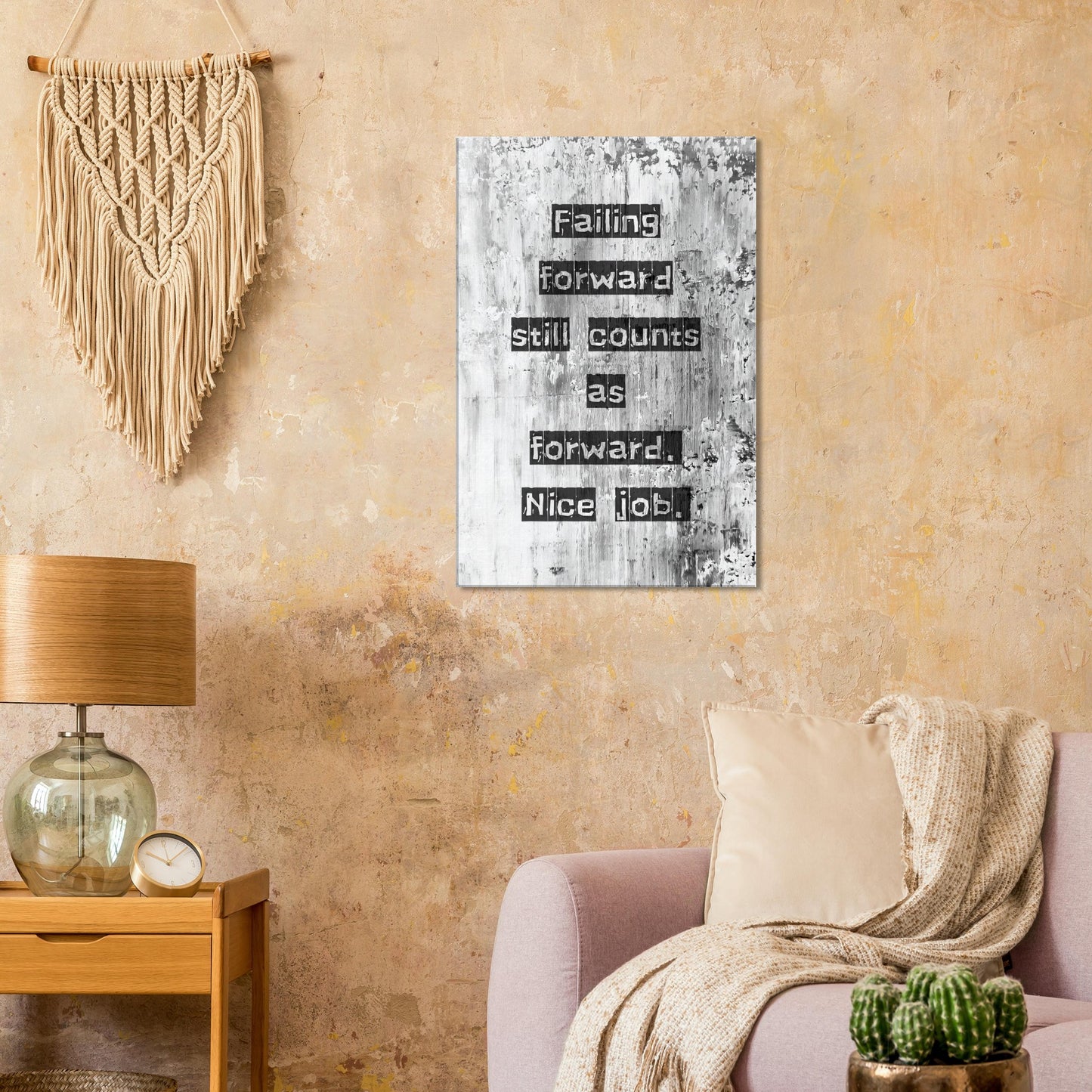 Motivational art print featuring soft neutral tones and message for those growing through challenges.