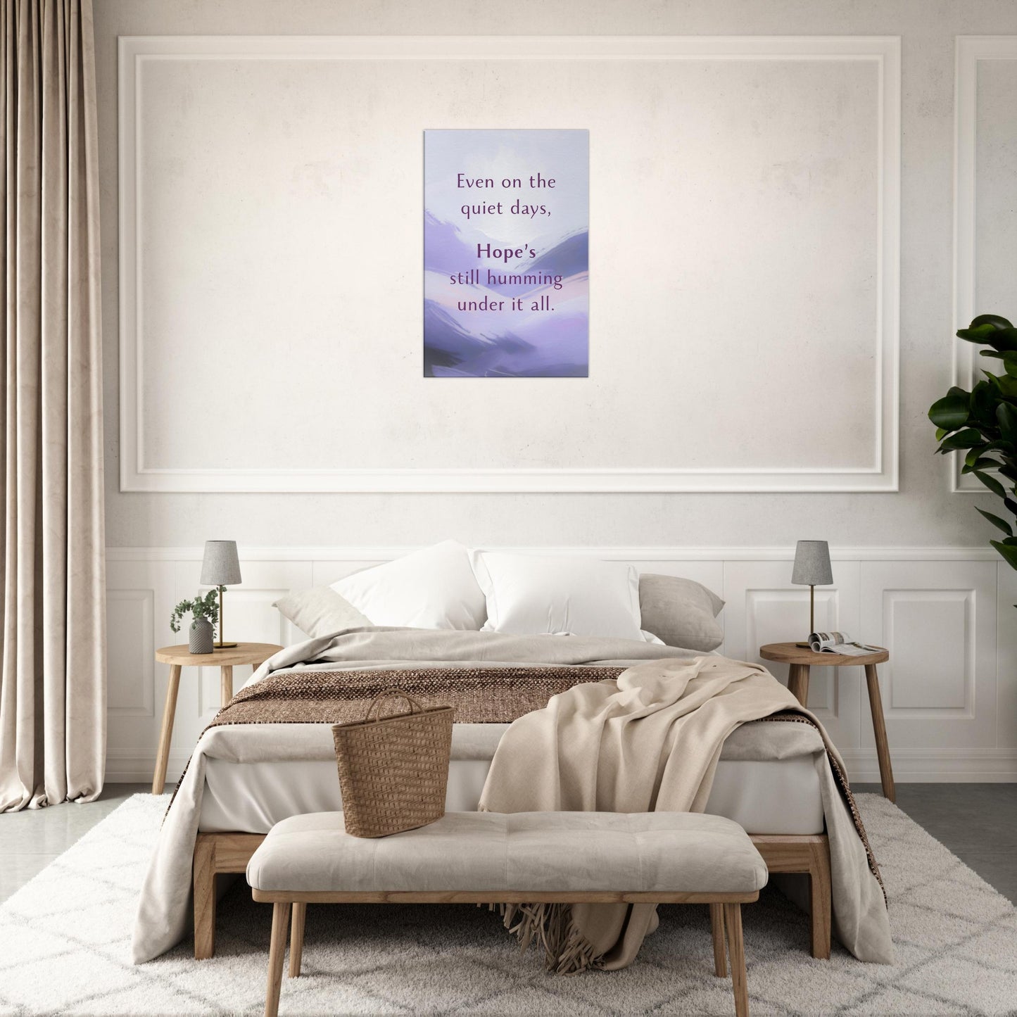 Wall decor featuring poetic affirmation about hope and resilience for bedroom, hallway, or healing space