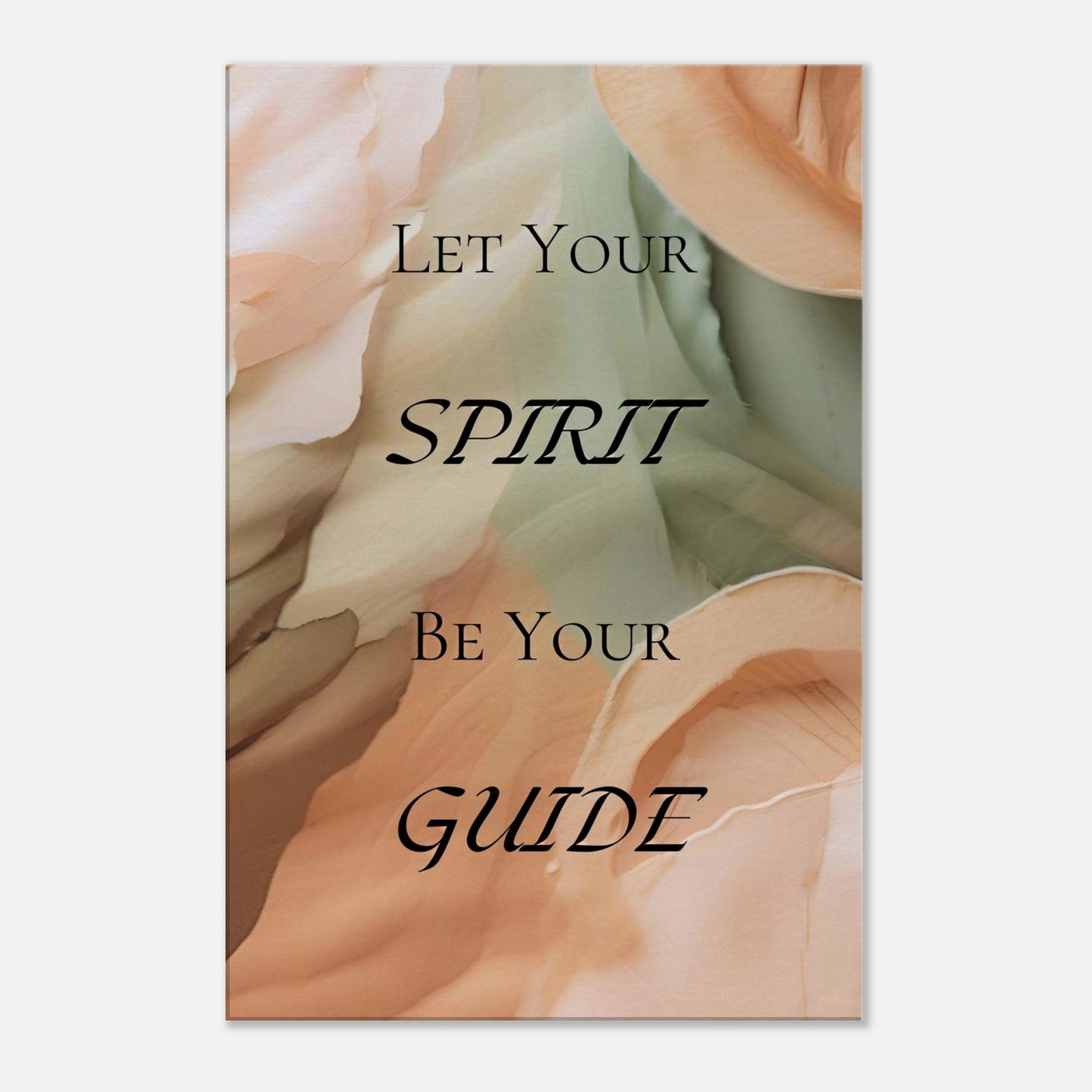 Spiritual canvas art with quote "Let Your Spirit Be Your Guide" in warm earth tones