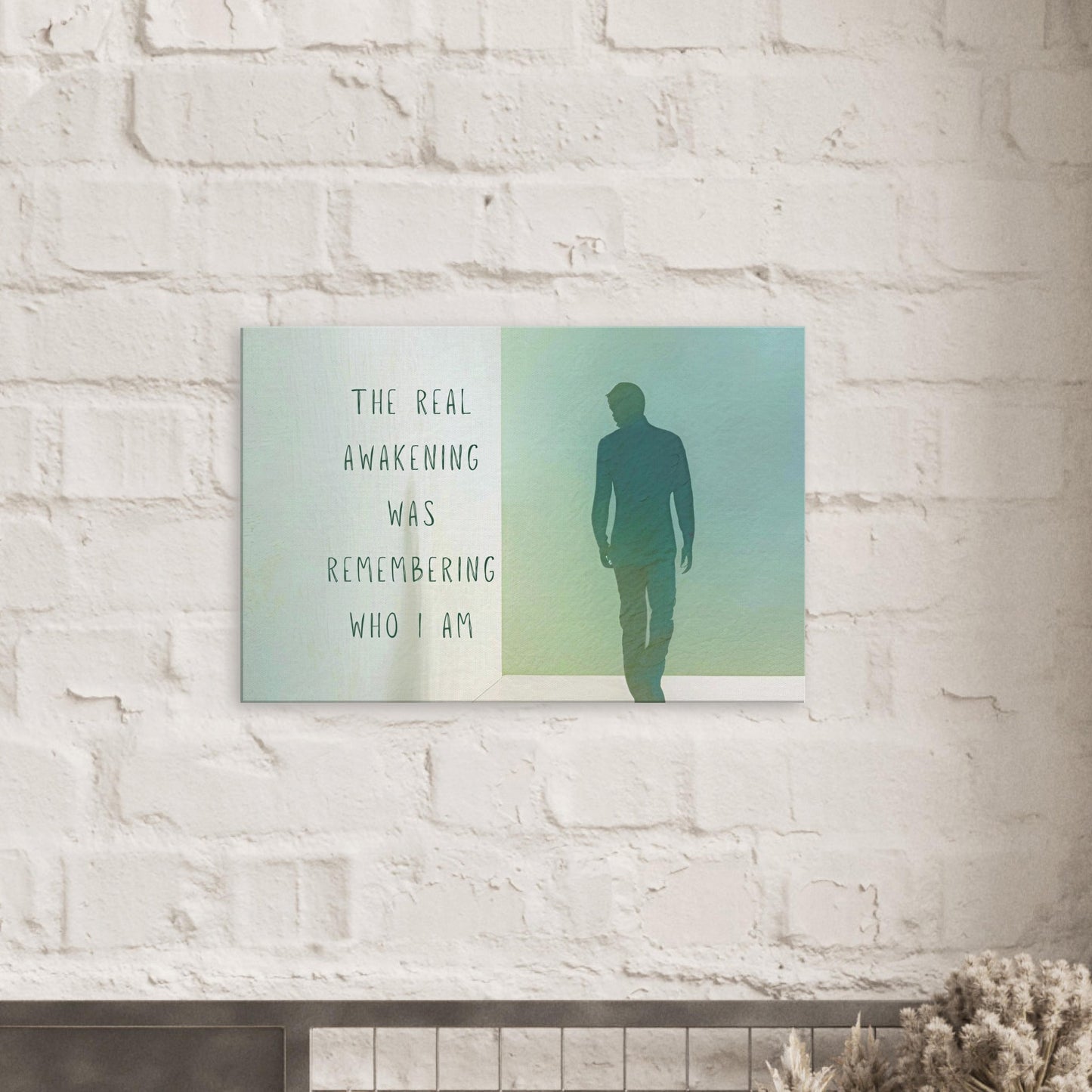 Wall art featuring person walking away with spiritual self-discovery theme