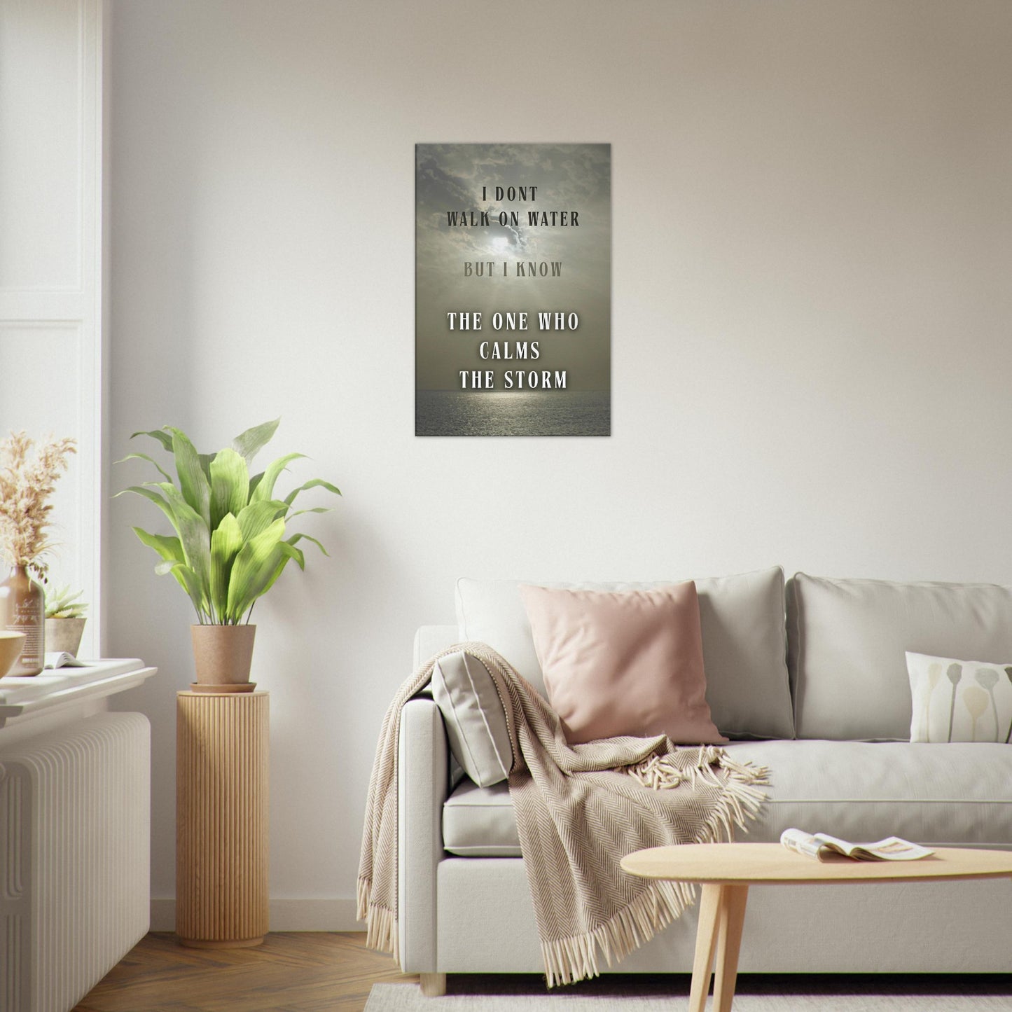 Canvas print featuring spiritual message and dramatic sky background
