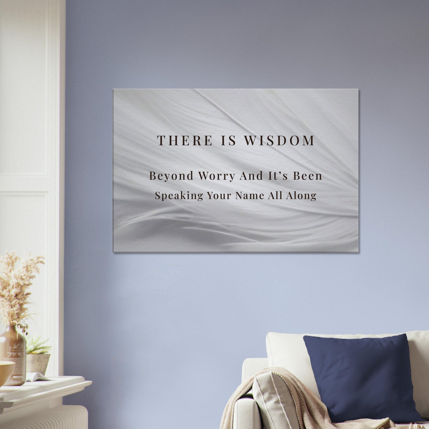 Inspirational canvas wall art that reminds viewers to release anxiety and lean into deeper wisdom