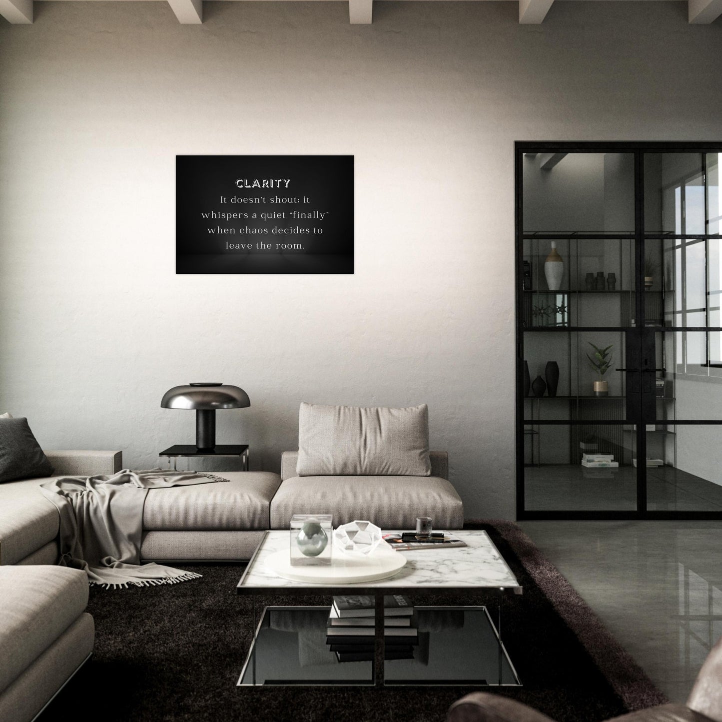 Vertical inspirational sobriety canvas wall print with quote about clarity and inner peace