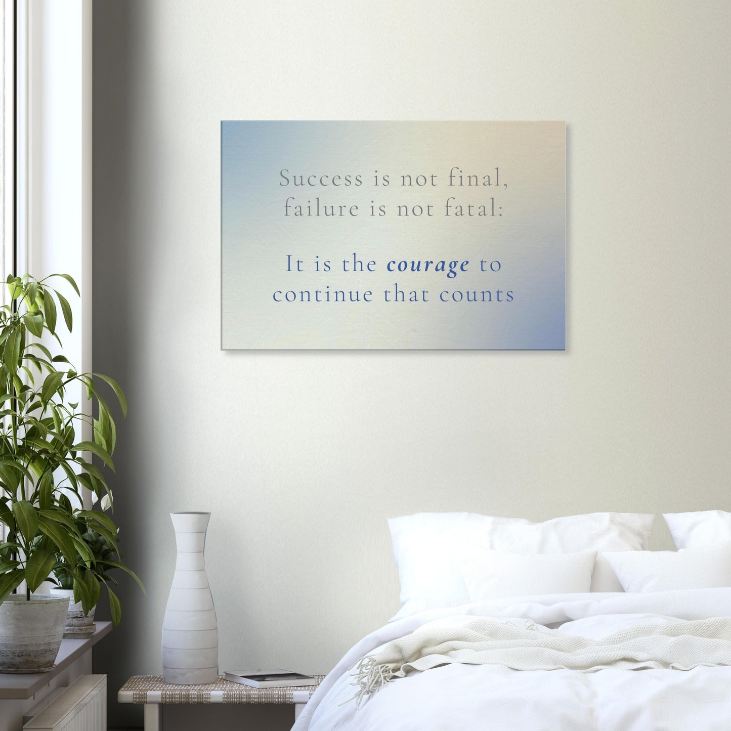 Recovery canvas print with motivated quote about persistence and continuing despite setbacks