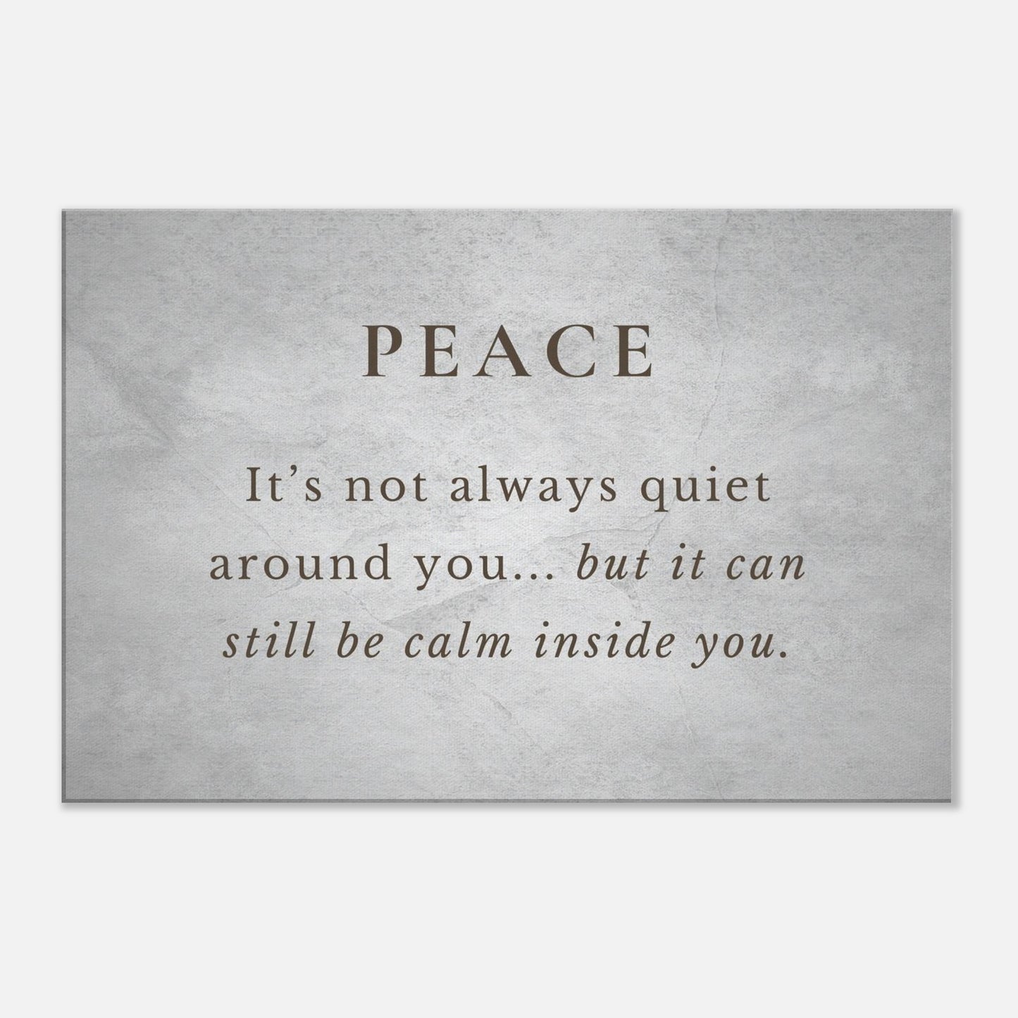 Inspirational sobriety canvas print with soft gray textured background and elegant serif font for calm and healing