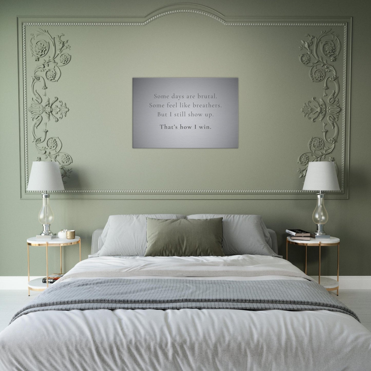 Recovery canvas wall art decor with grayscale gradient background and personal resilience message