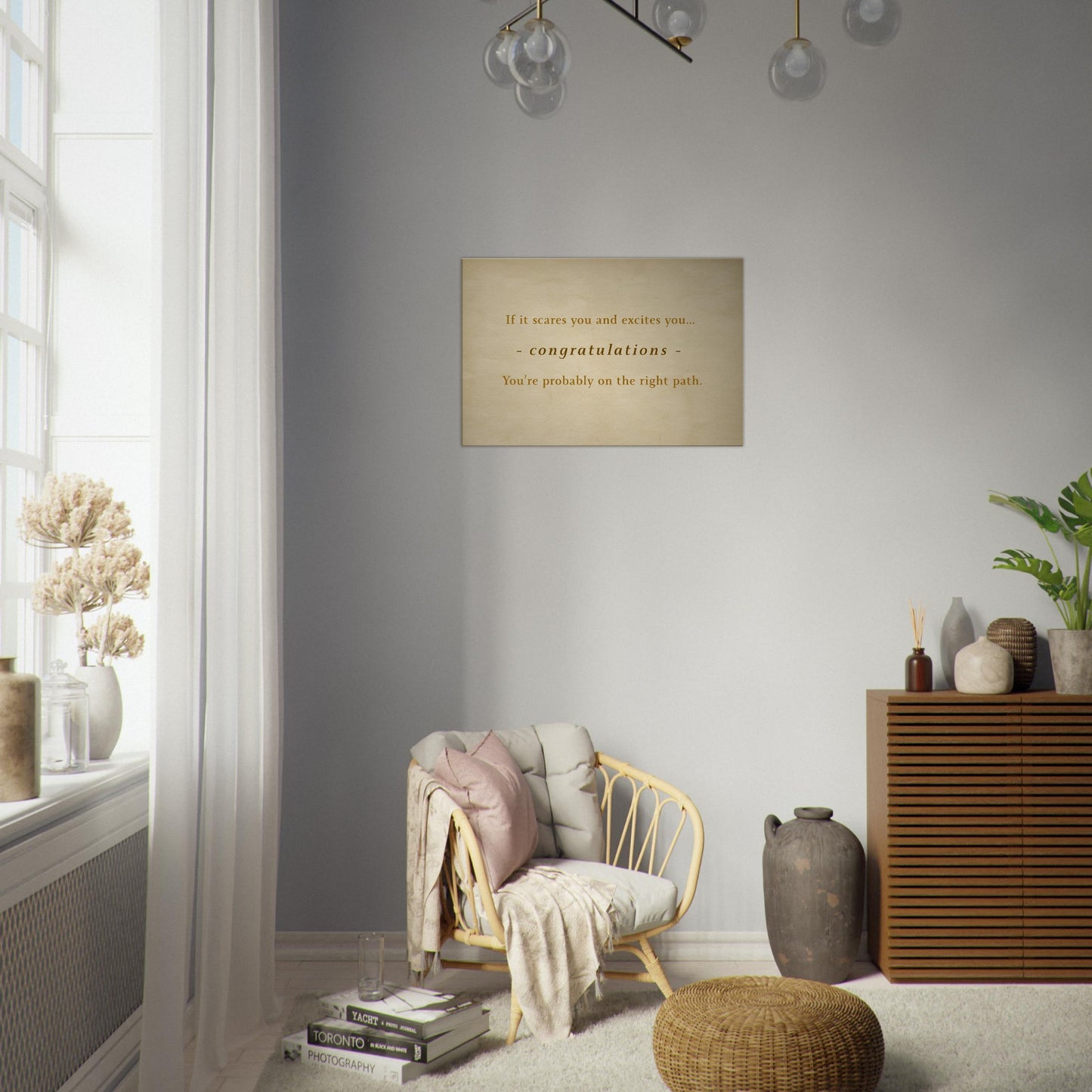 Vintage-style inspirational sobriety canvas art with quote on decision-making and life direction