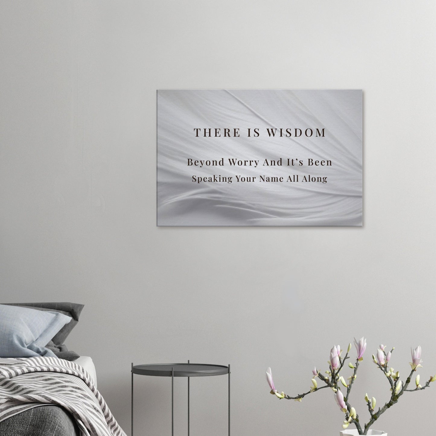 Serene wall art design with recovery-inspired quote, perfect for meditation or healing spaces