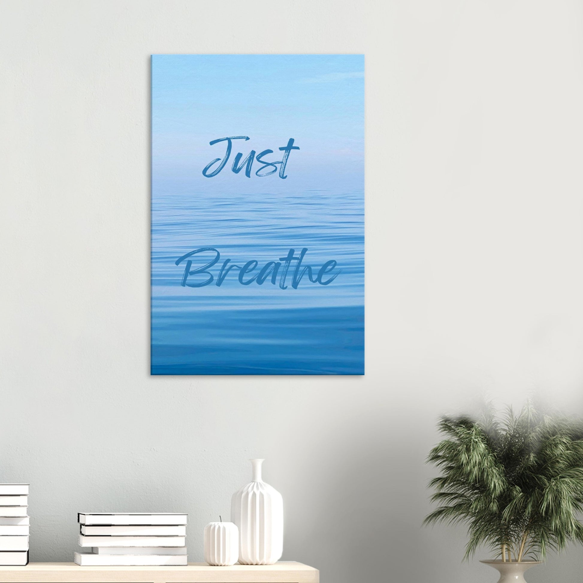 Calming recovery canvas with ocean waves and mindful message