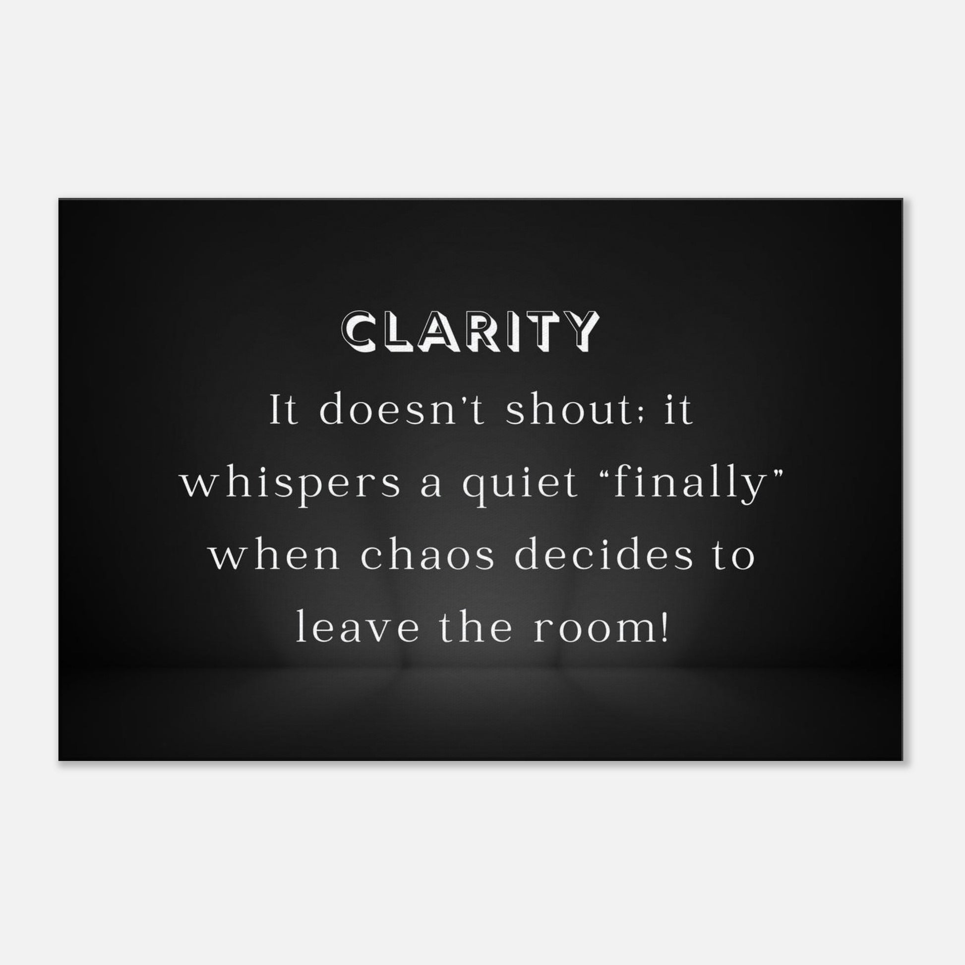 Quote canvas with modern contrast design and message about inner peace and quiet breakthroughs

