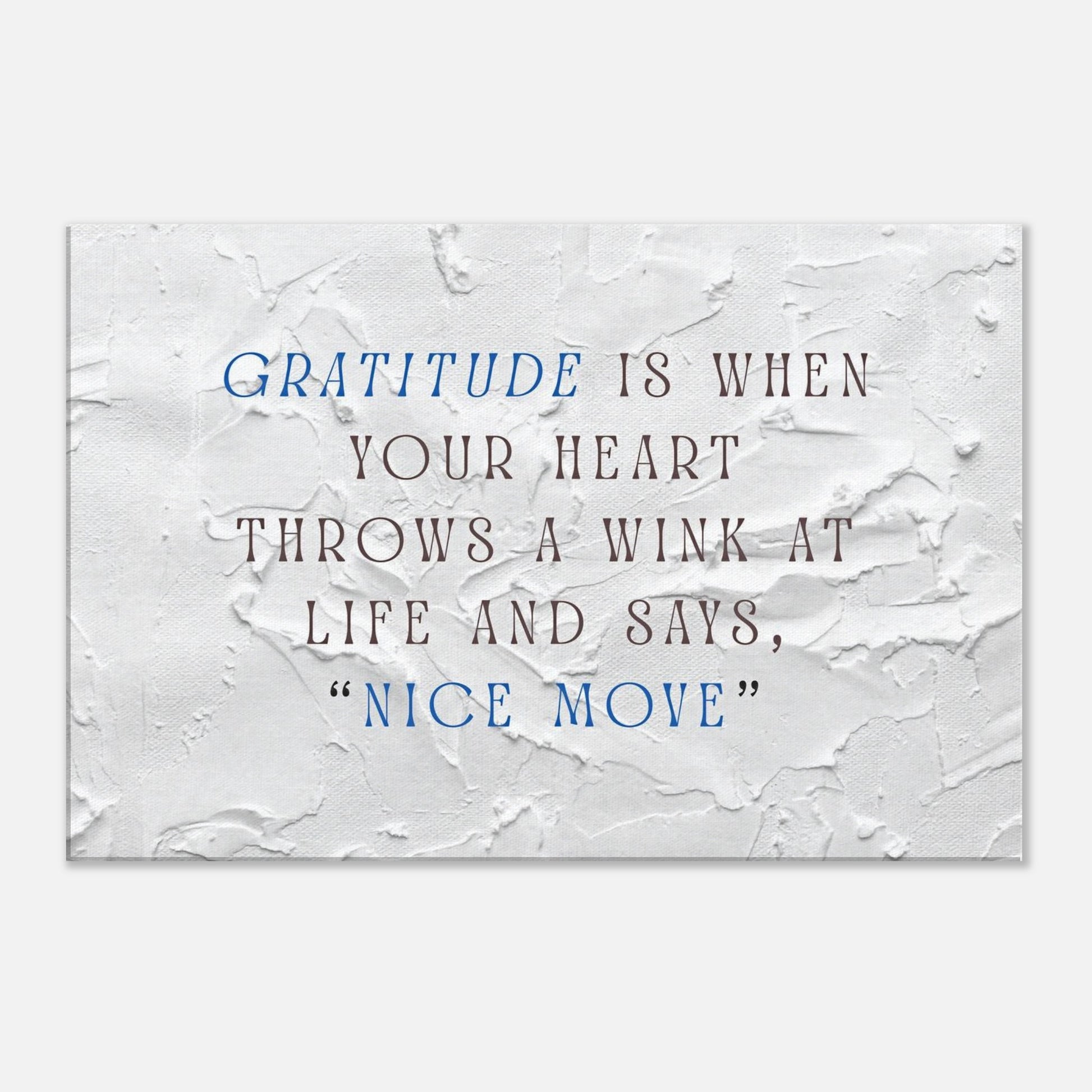 Canvas wall art featuring witty gratitude message in minimalist textured style

