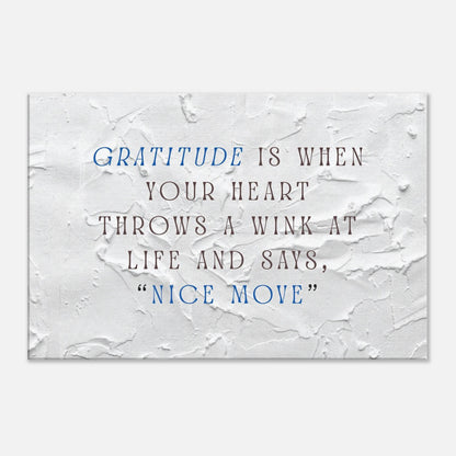 Canvas wall art featuring witty gratitude message in minimalist textured style

