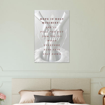 Canvas print featuring rescue imagery and faith-centered hope message