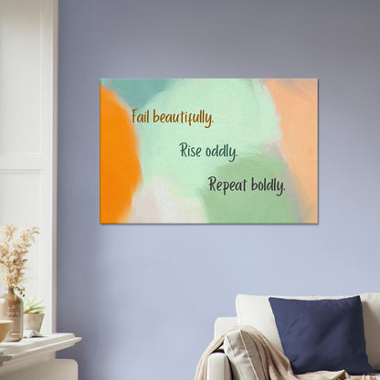 Bold self-growth quote on pastel canvas with modern design

