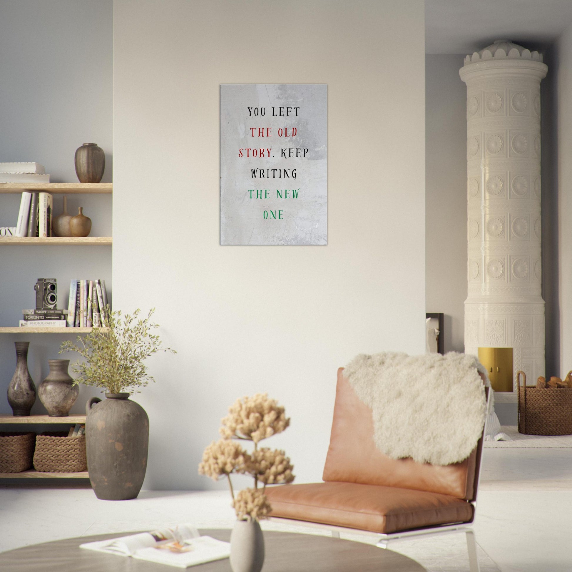 Canvas art with inspiring quote on vintage off-white backdrop-perfect for recovery and fresh chapter decor.