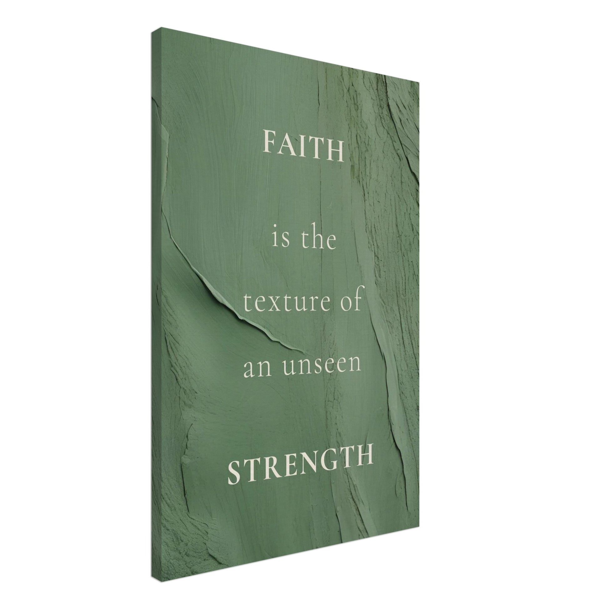 Quiet spiritual decor with grounded green tones and inspirational quote

