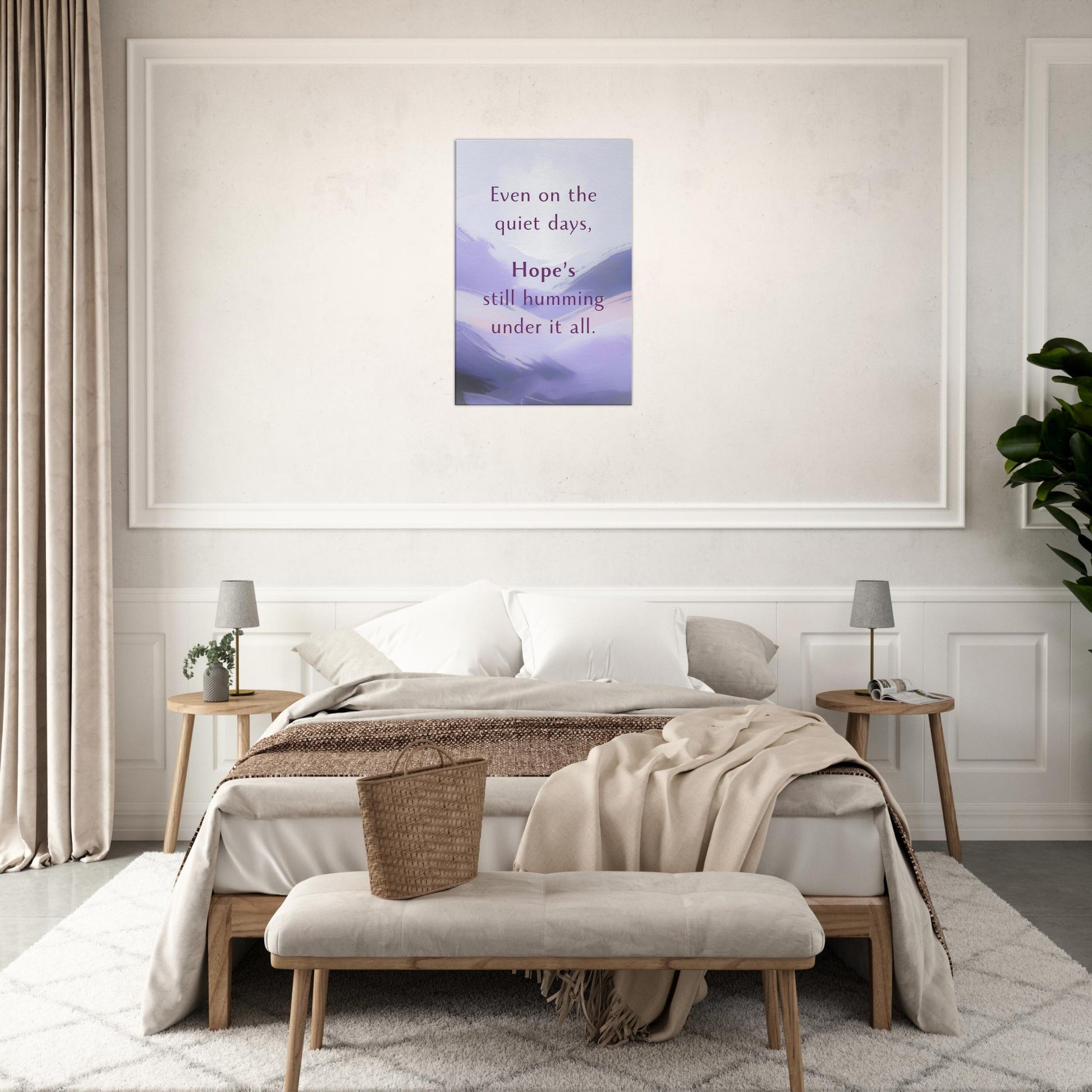 Wall decor featuring poetic affirmation about hope and resilience for bedroom, hallway, or healing space