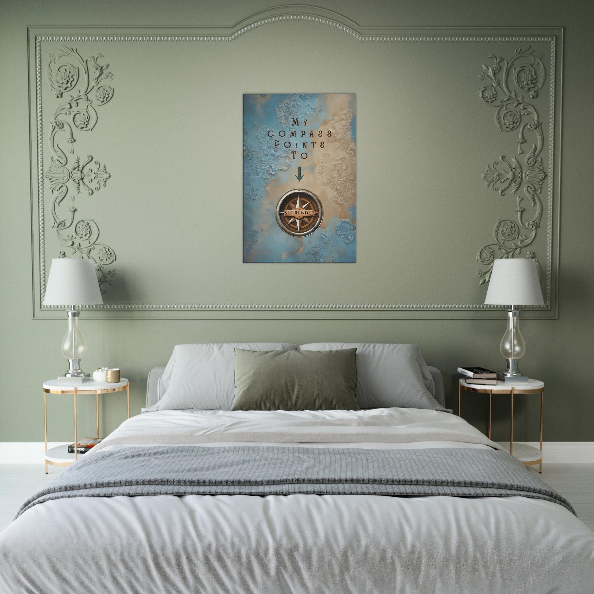 Nautical-inspired canvas print with spiritual message about letting go

