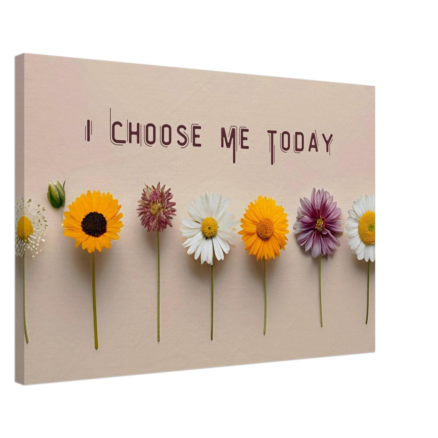 Canvas with quote “I chose me today” on rose floral background