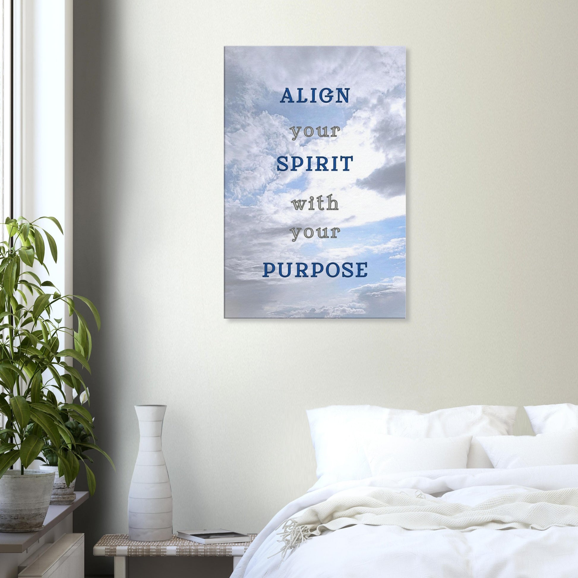 Motivational spiritual decor with open sky background and inner purpose theme