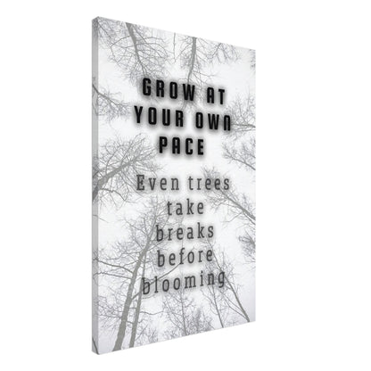Black text quote over white background with leafless tree branches reaching upward

