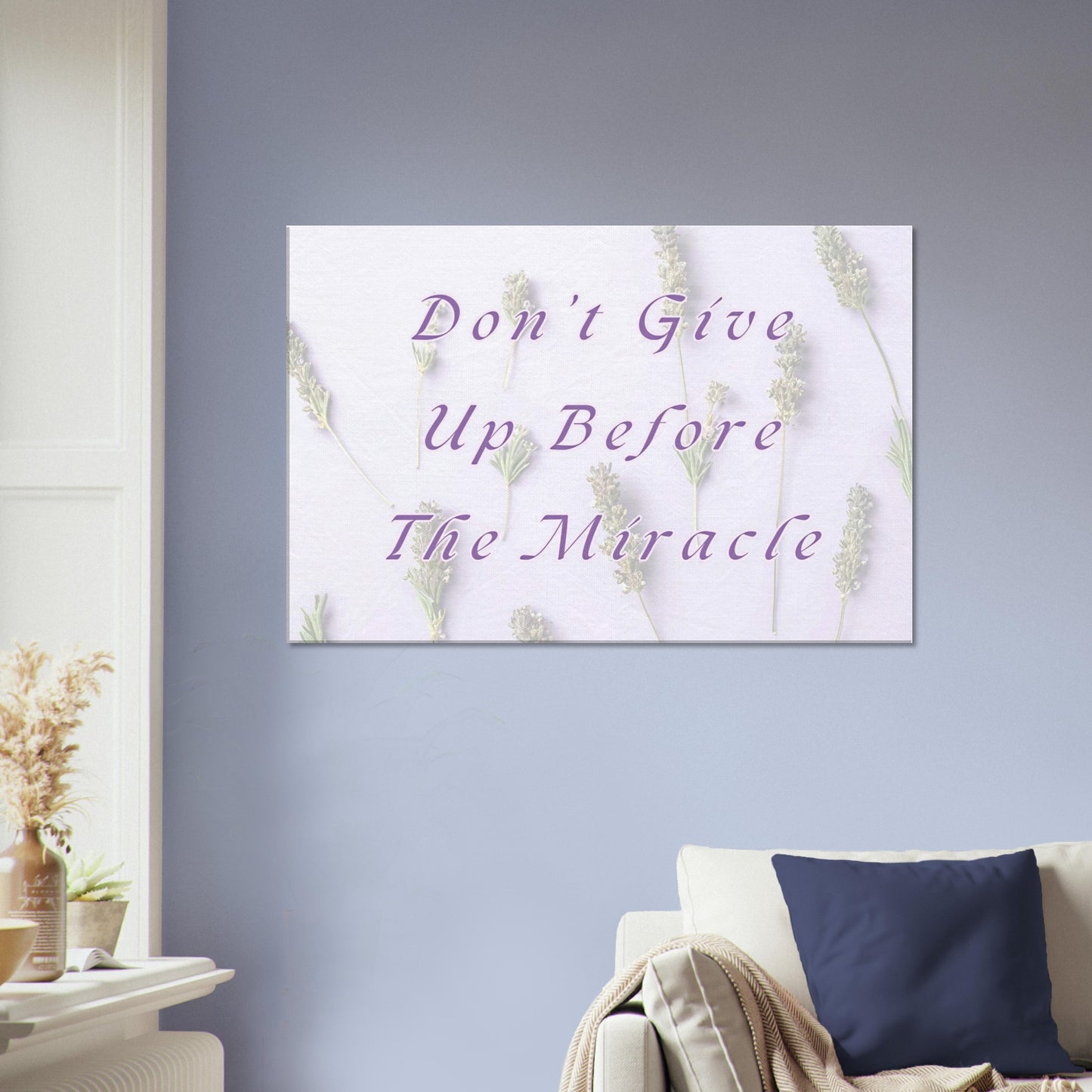 Motivational recovery print featuring purple tones and message of hope