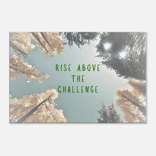 Minimalist motivational canvas with bold quote about rising above obstacles and pushing through challenges.