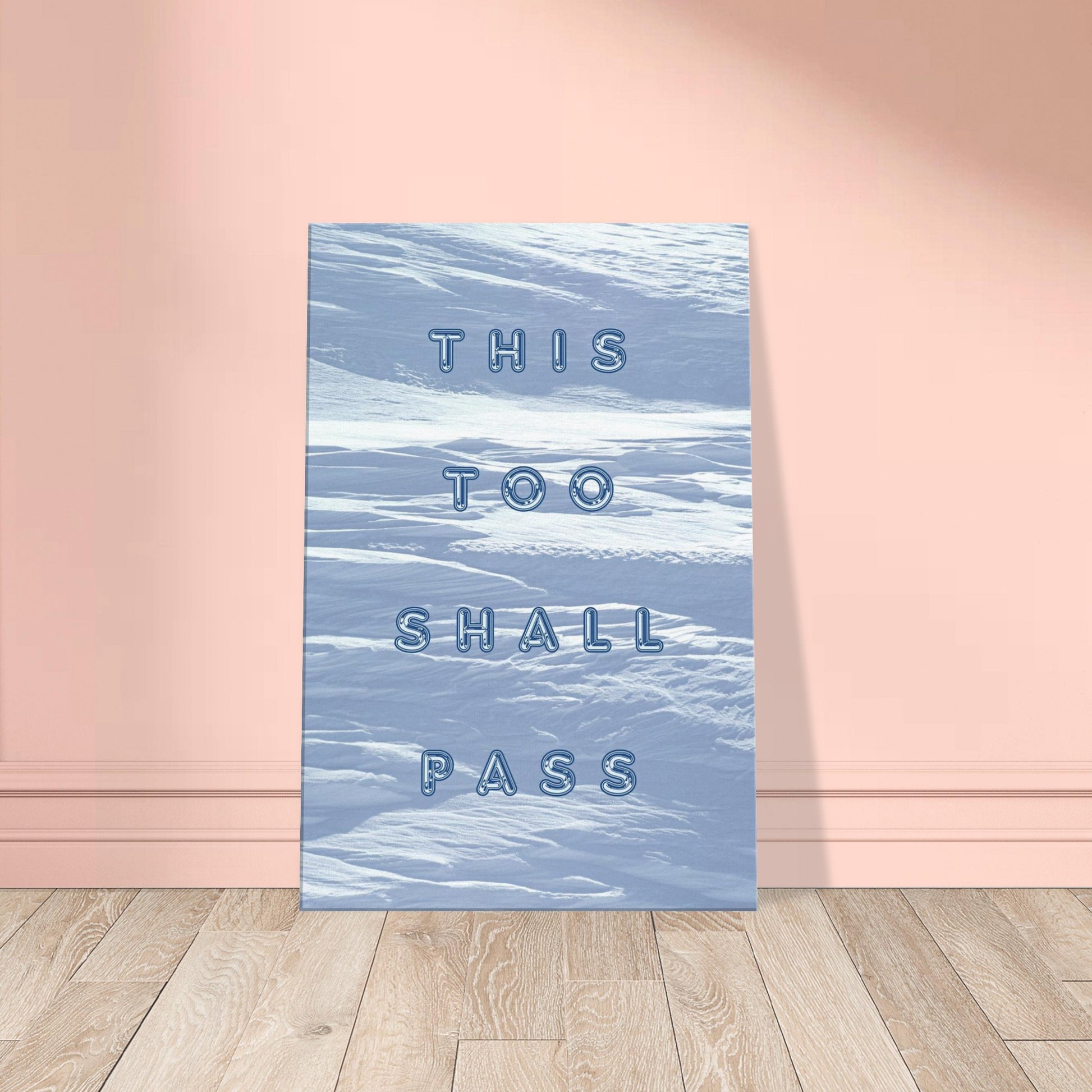 Calming wall art with soft snow scene and hopeful recovery quote