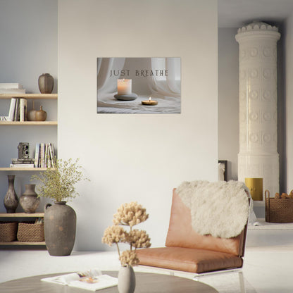 Calming wall art featuring glowing candles and linen texture