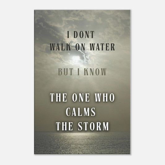 Canvas wall art with a spiritual theme of inner peace and letting go with gray sky over the ocean calling for sunlight. 