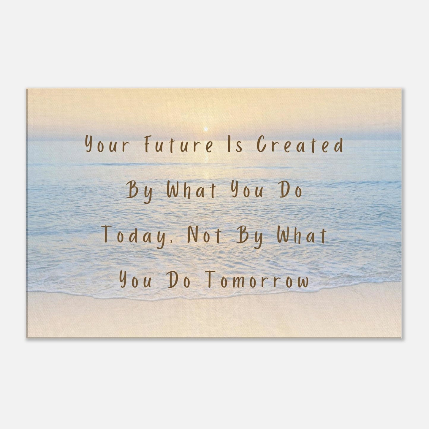 Motivational quote canvas reminding you to take action today-not tomorrow. Bold and modern wall art.