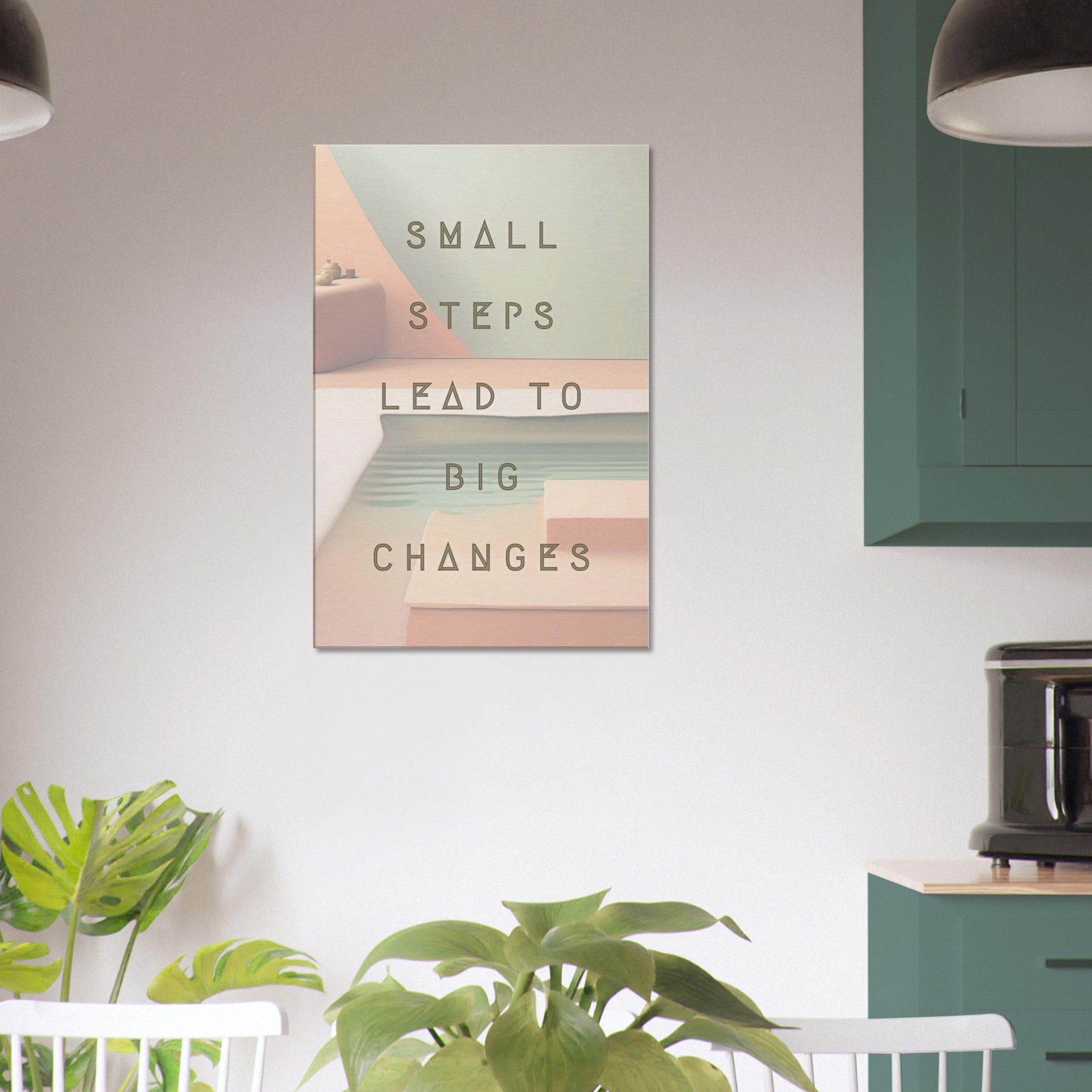 Soft abstract canvas with pastel tones and inspirational quote
