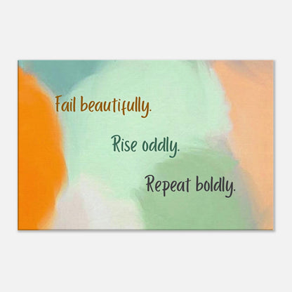 Inspirational wall art with soft orange, green, and white tones

