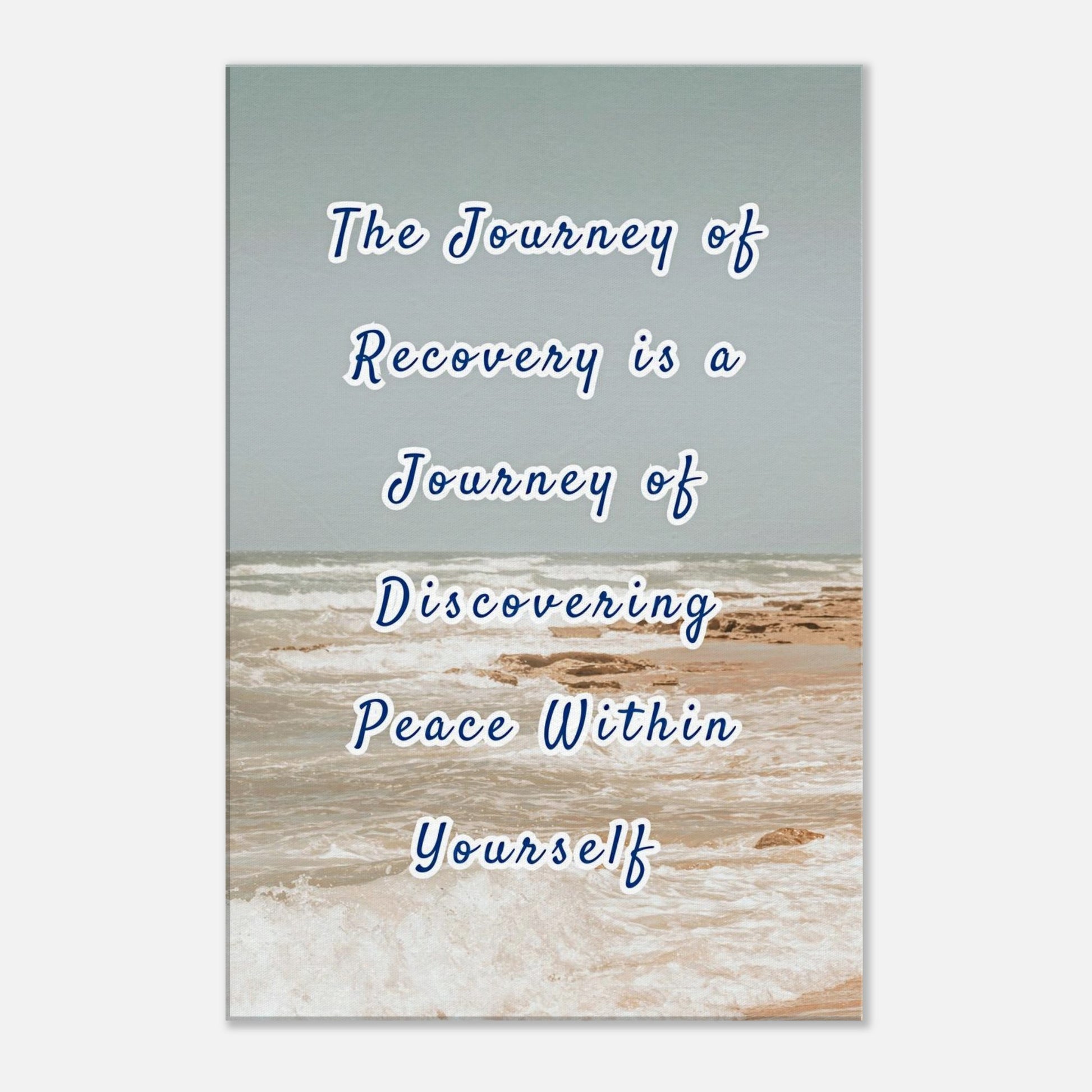 Emotional healing wall art with calm seascape and reflective recovery message