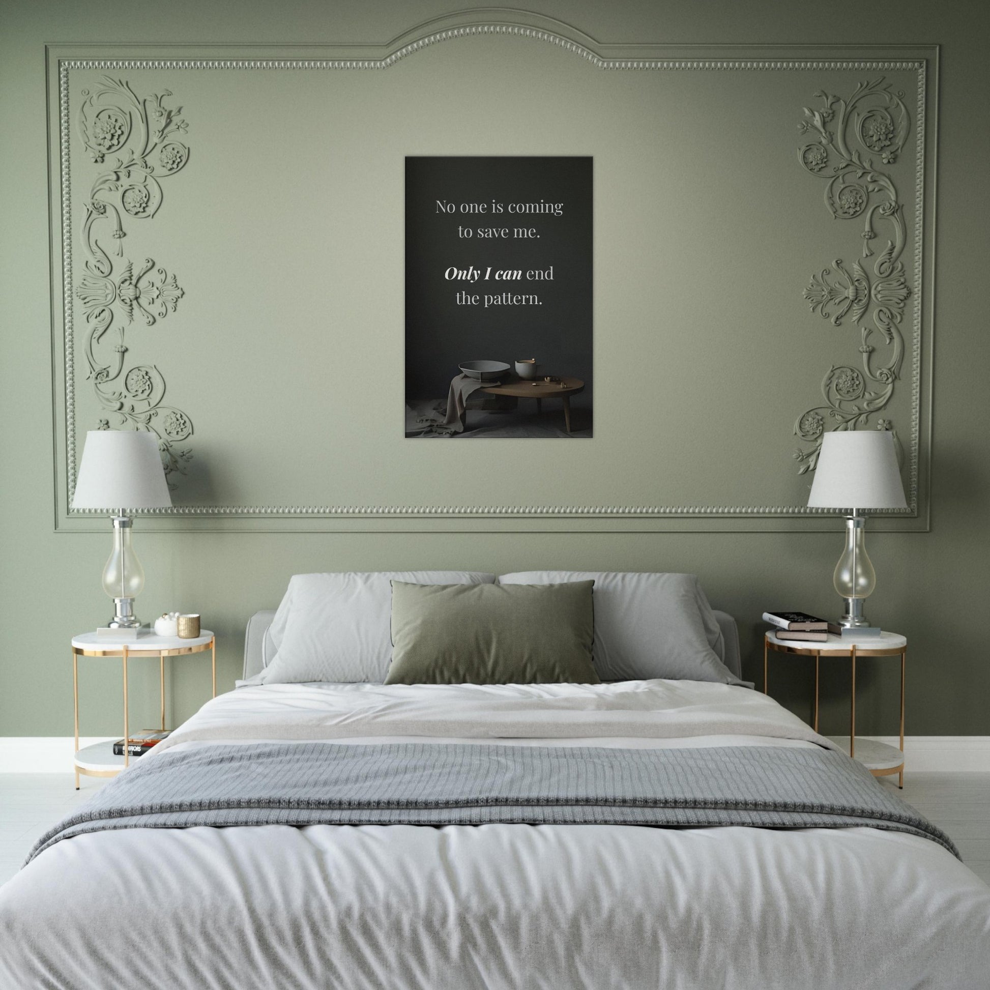Inspirational wrapped canvas print about breaking cycles, designed for sober living and reflection spaces

