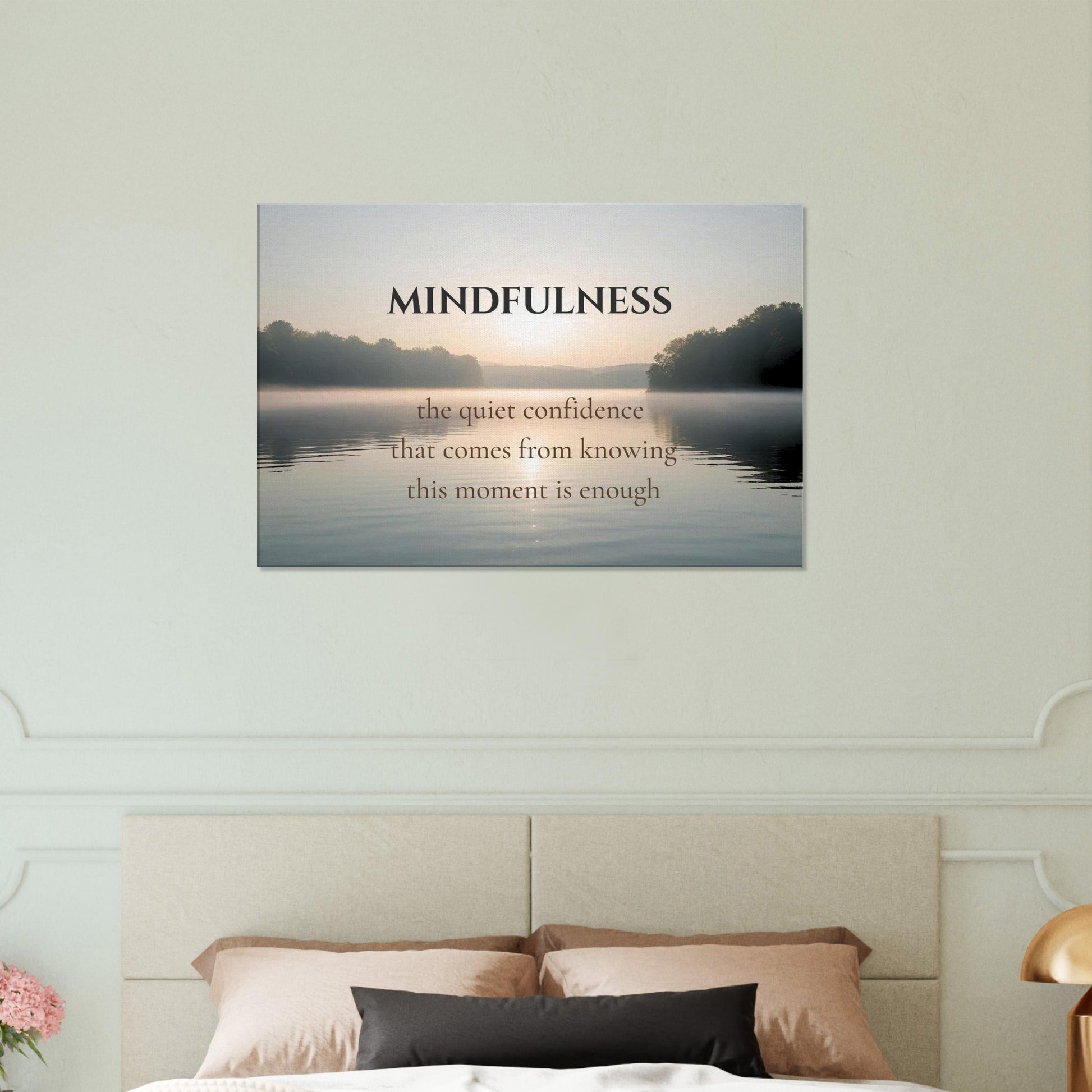 Motivational art print with quote about inner peace and living in the now

