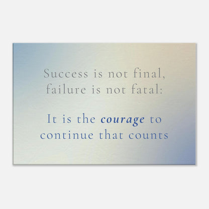 Sobriety canvas wall art with motivational quote about success, failure, and courage

