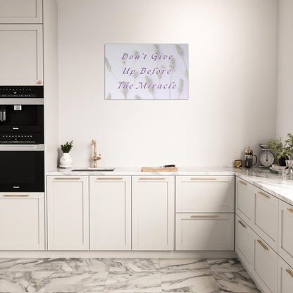 Hope-themed sobriety canvas print with purple script and floral design to encourage perseverance in recovery

