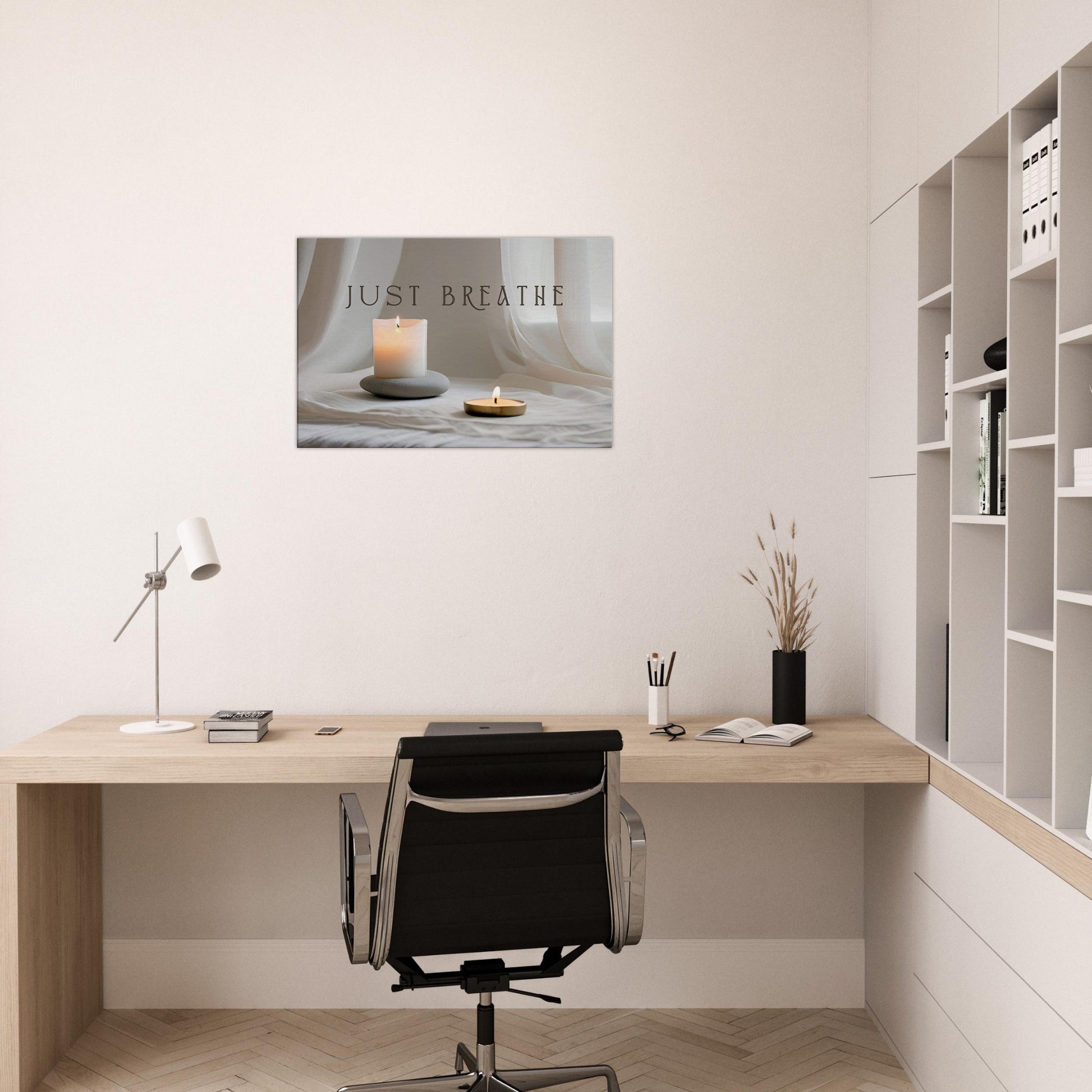 Peaceful recovery print with gentle candle glow and linen backdrop