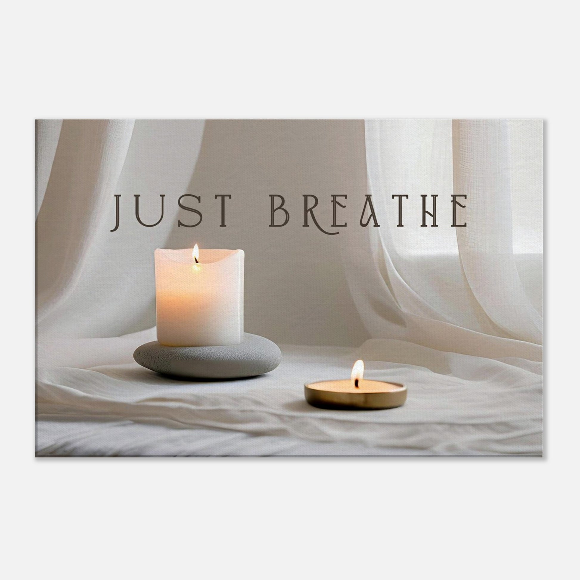 Peaceful recovery print with gentle candle glow and linen backdrop