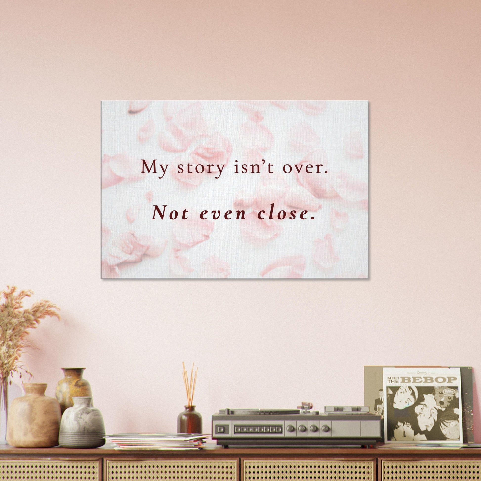Recovery canvas art for inspiration and resilience, featuring a minimalist floral backdrop

