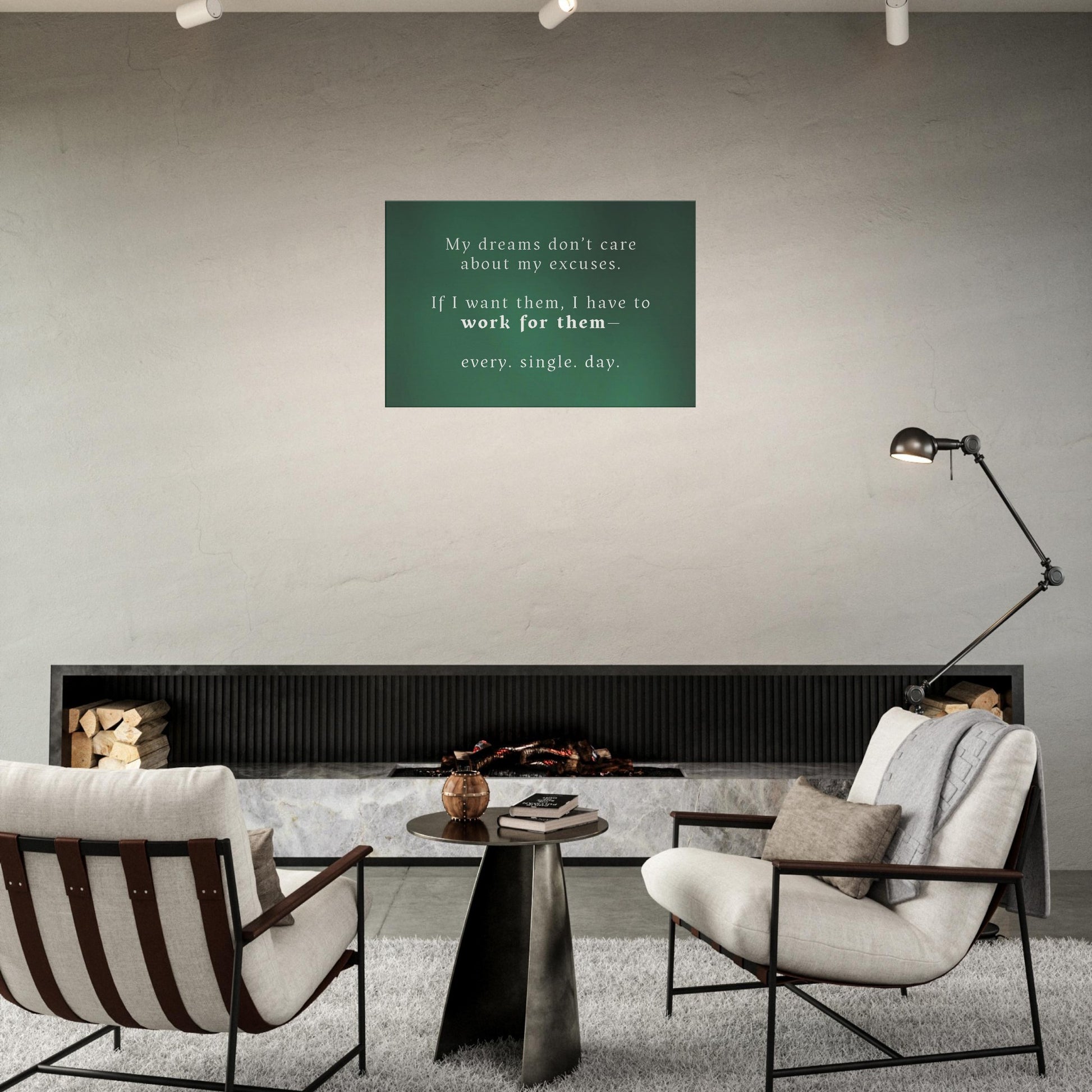 Sobriety focused canvas wall art with motivational quote to chase your dreams without excuses


