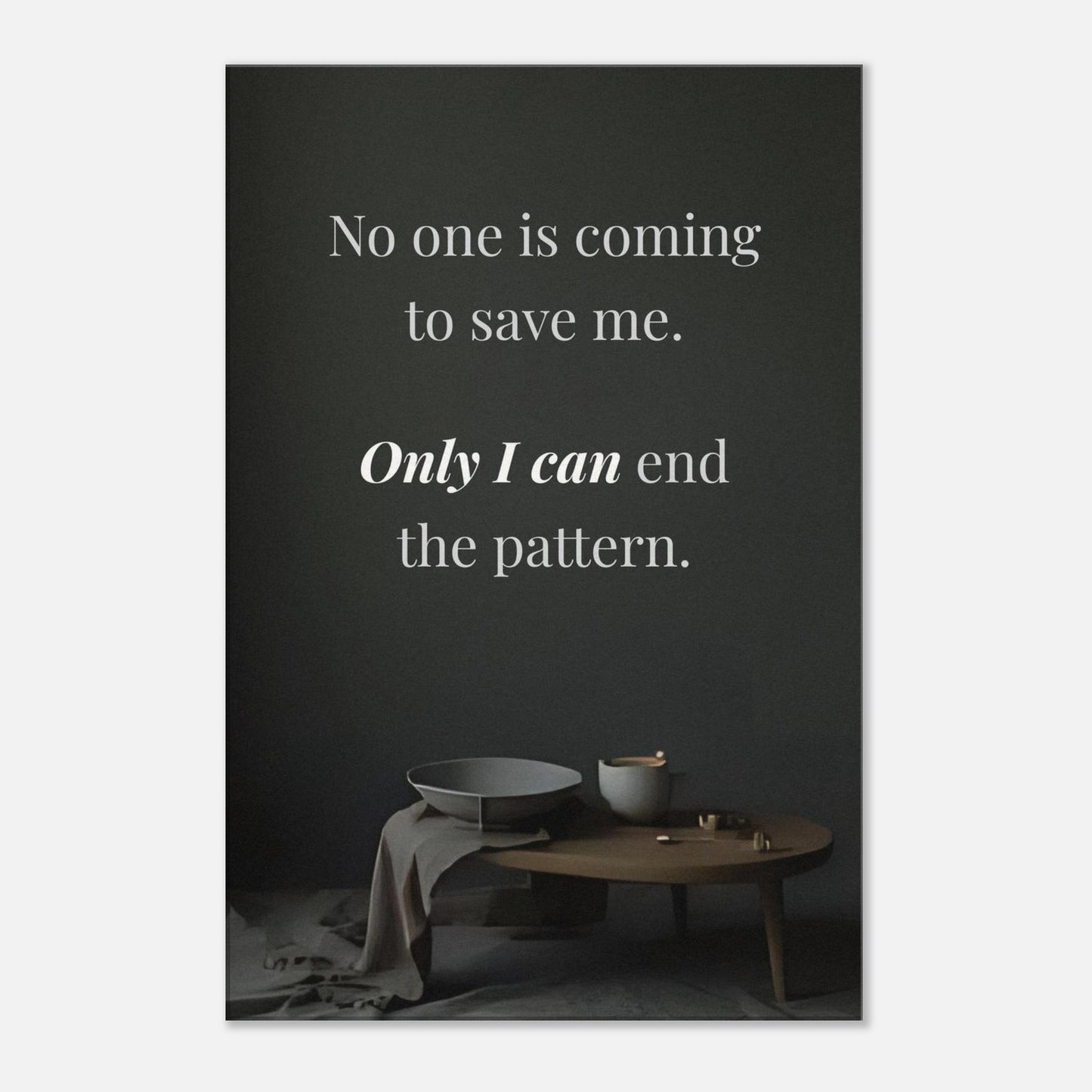 Recovery canvas print with dark moody background and bold quote about self-healing and personal growth

