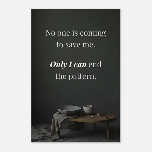 Recovery canvas print with dark moody background and bold quote about self-healing and personal growth


