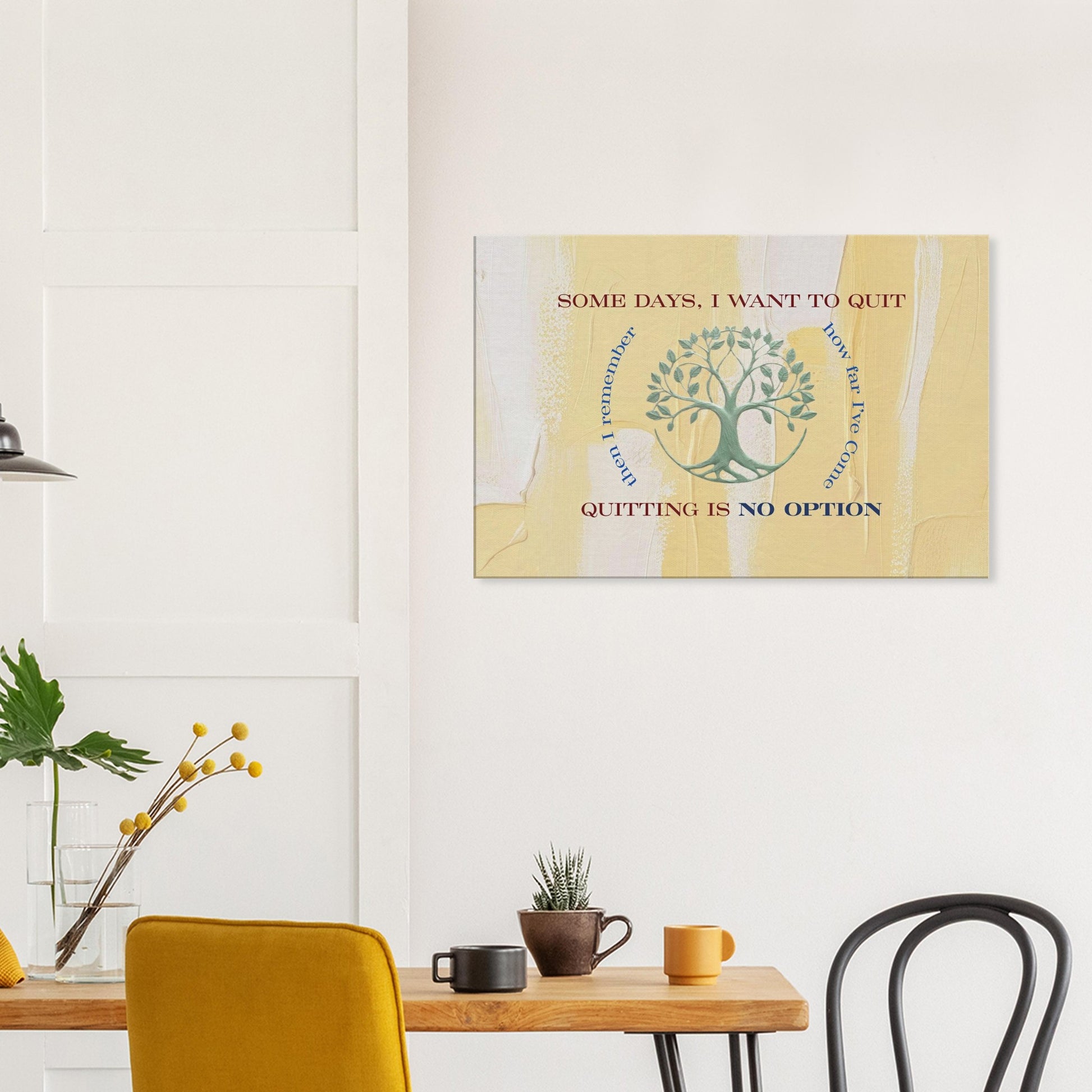Recovery canvas print with painted texture and sobriety motivational quote about resilience


