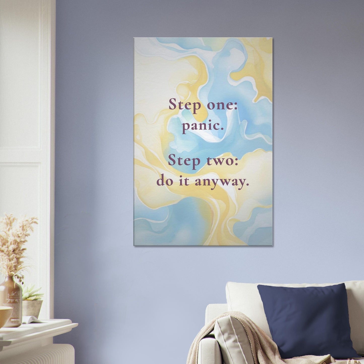 Empowering recovery art for home office or creative space, featuring modern design and light-hearted wisdom